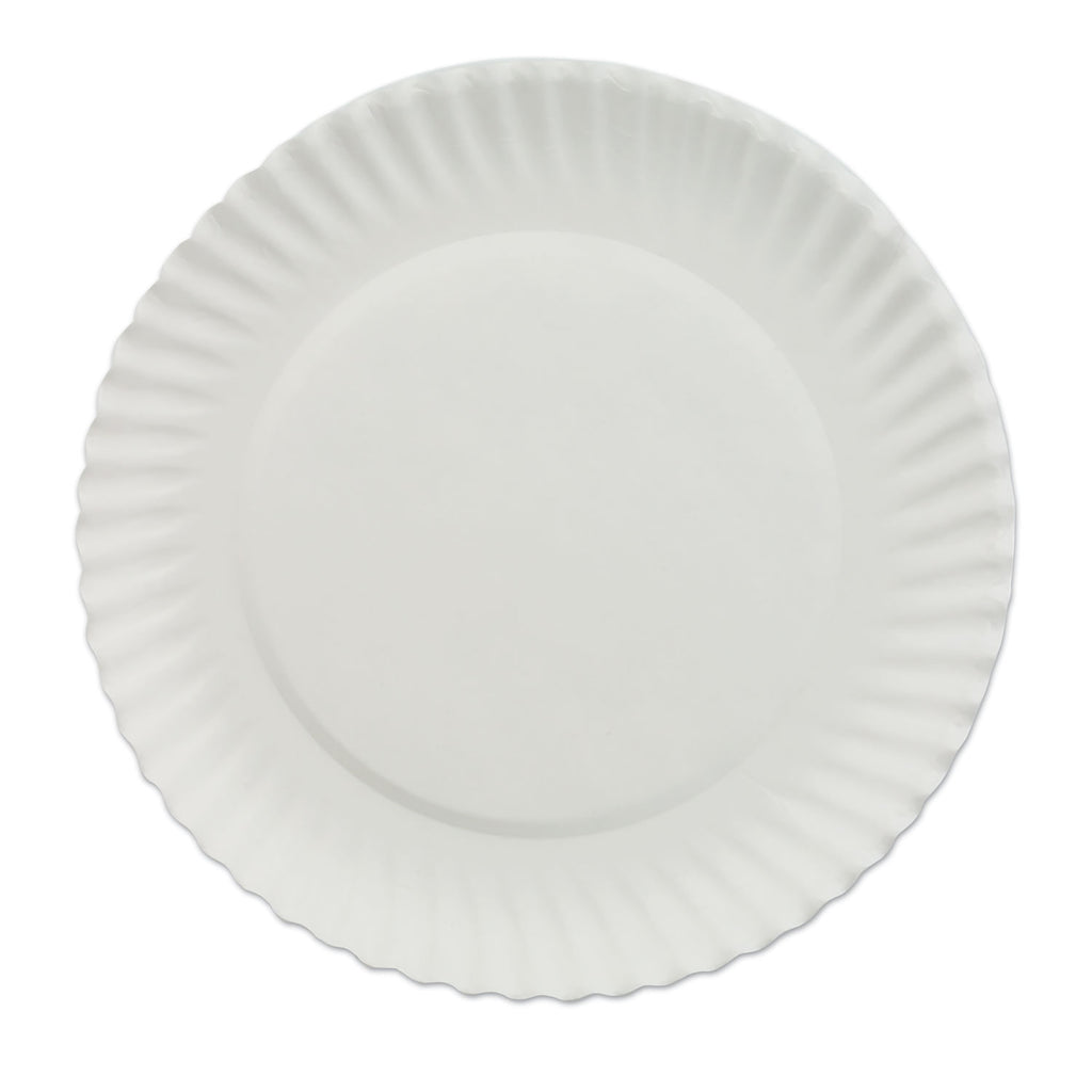 White Paper Plates, 6" dia, 100/Pack, 10 Packs/Carton