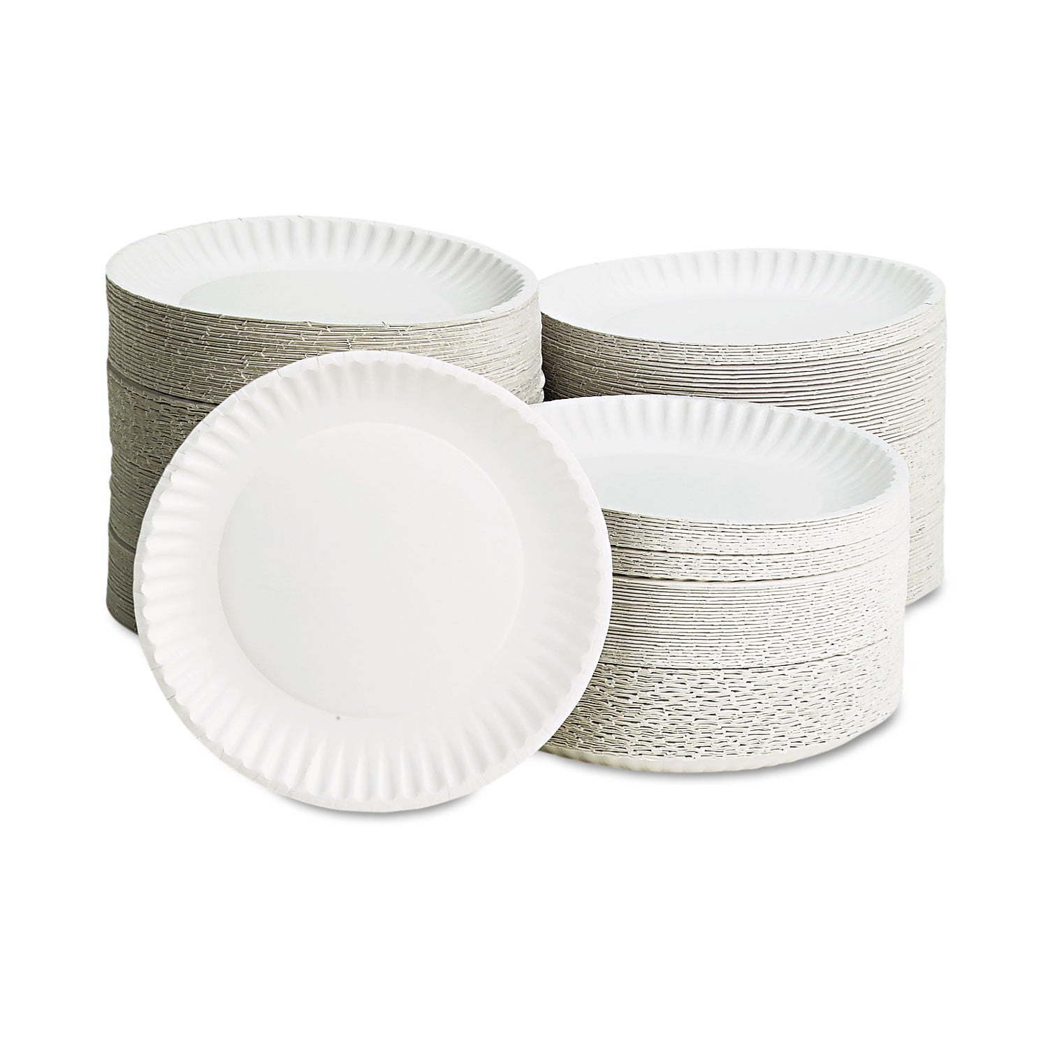 White Paper Plates, 9" dia, 100/Pack, 10 Packs/Carton