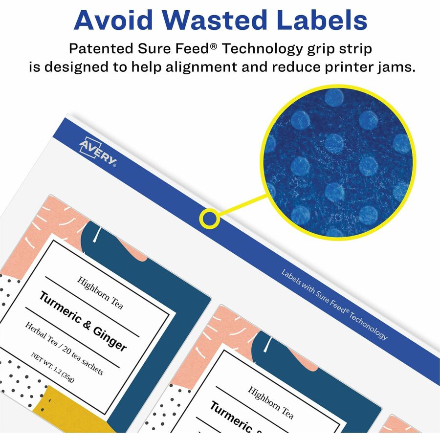 Vibrant Inkjet Color-Print Labels w/ Sure Feed, 1 x 2.63, Matte White, 600/PK