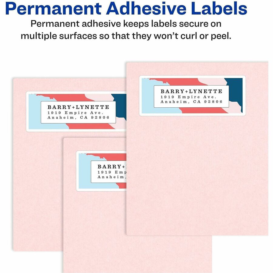 Avery Laser & Inkjet Return Address Labels - Permanent Adhesive - Rectangle - Laser, Inkjet - White - Paper - 80 / Sheet - 10 Total Sheets - 800 Total Label(s) - 5