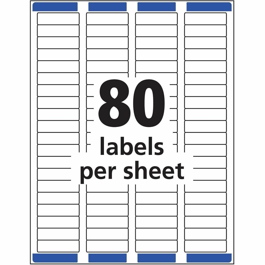 Avery Laser & Inkjet Return Address Labels - Permanent Adhesive - Rectangle - Laser, Inkjet - White - Paper - 80 / Sheet - 10 Total Sheets - 800 Total Label(s) - 5