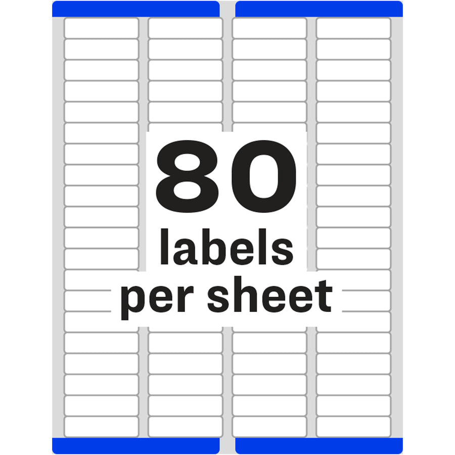 Avery Laser & Inkjet Return Address Labels - Permanent Adhesive - Rectangle - Laser, Inkjet - White - Paper - 80 / Sheet - 10 Total Sheets - 800 Total Label(s) - 5 - 