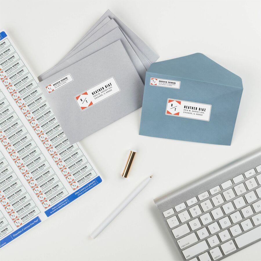 Avery Laser & Inkjet Return Address Labels - Permanent Adhesive - Rectangle - Laser, Inkjet - White - Paper - 80 / Sheet - 10 Total Sheets - 800 Total Label(s) - 5