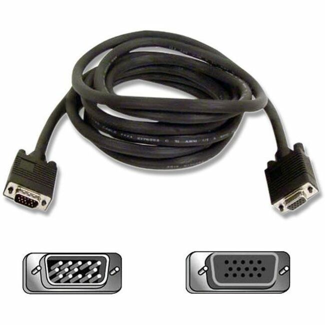 Belkin SVGA Monitor Extension Cable - 10 ft Video Cable for Monitor - First End: 1 x 15-pin HD-15 - Male - Second End: 1 x 15-pin HD-15 - Female - Extension Cable - Gray - 1 Each - 