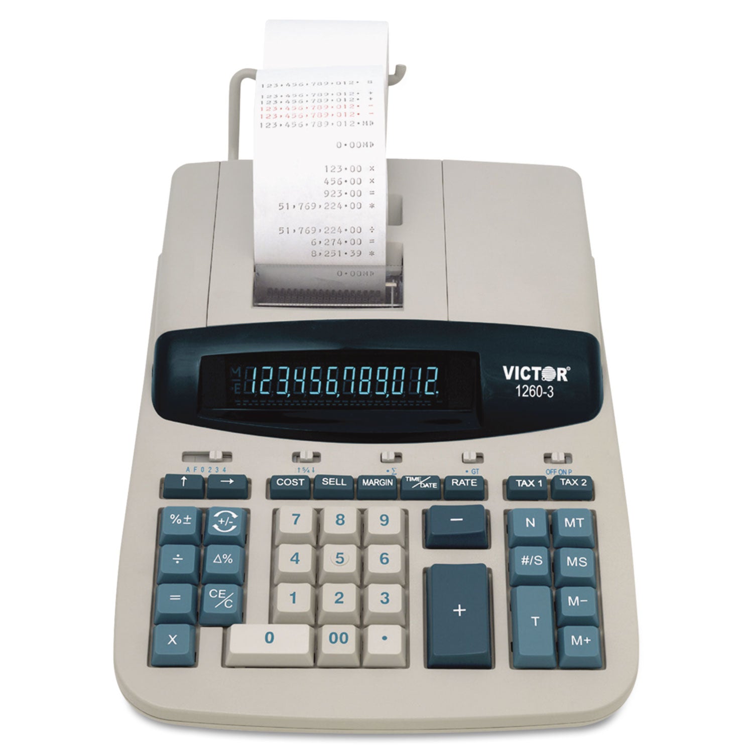 1260-3 Two-Color Heavy-Duty Printing Calculator, Black/Red Print, 4.6 Lines/Sec - 