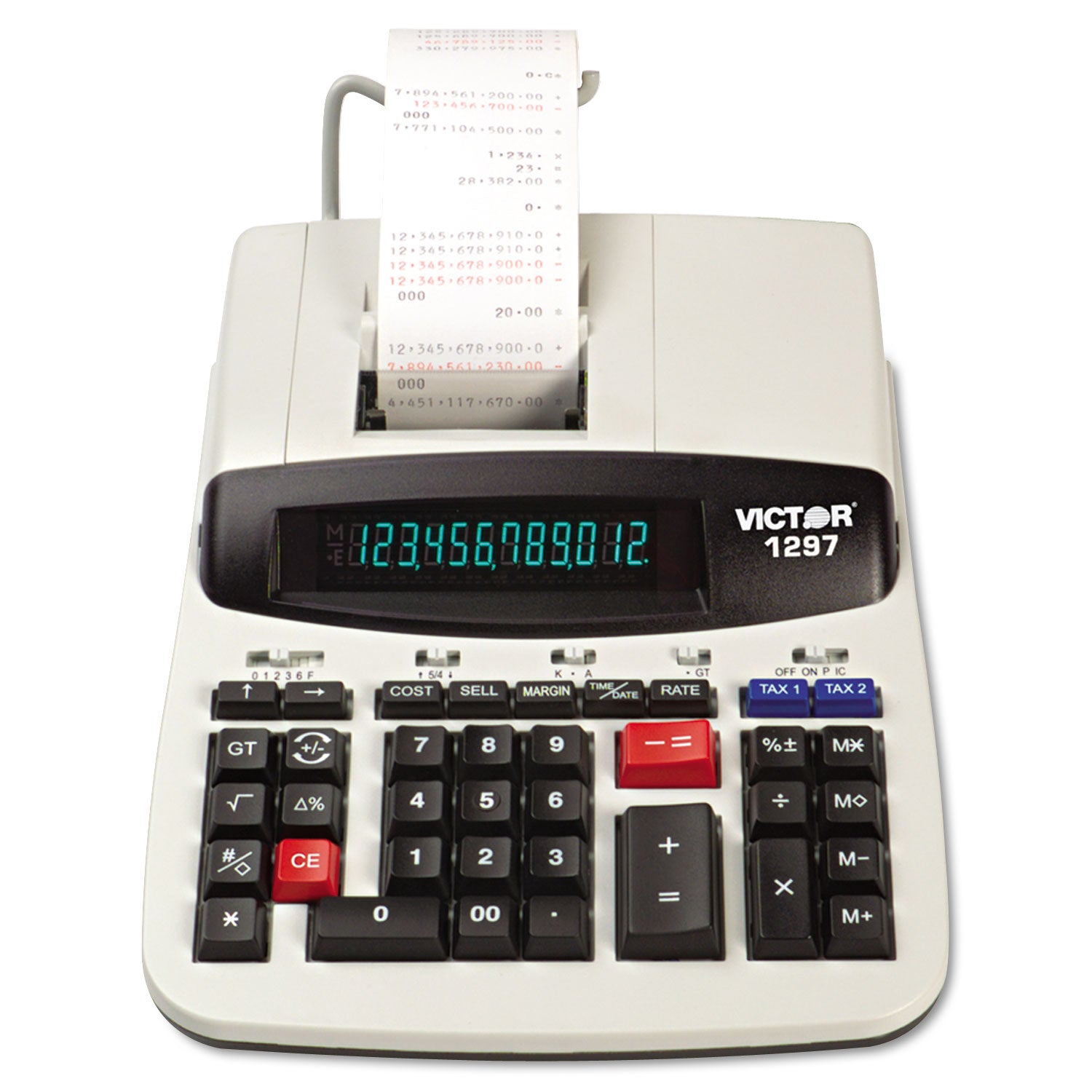 1297 Two-Color Commercial Printing Calculator, Black/Red Print, 4.5 Lines/Sec - 