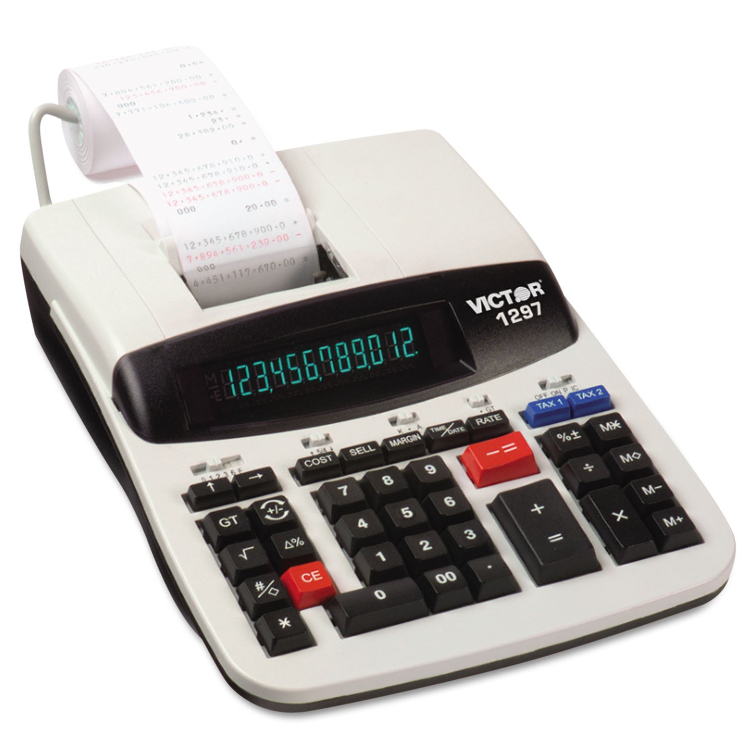 1297 Two-Color Commercial Printing Calculator, Black/Red Print, 4.5 Lines/Sec - 