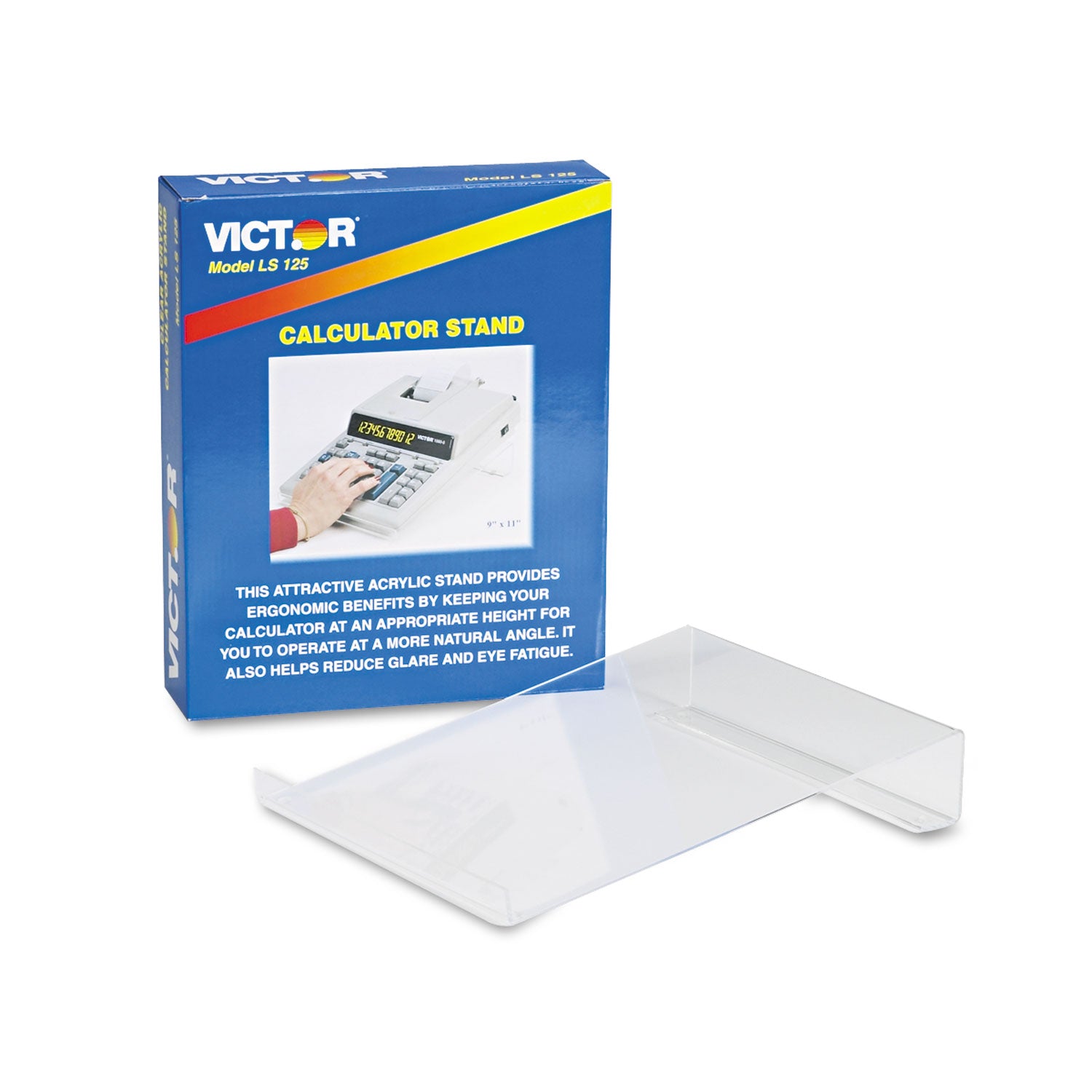 Large Angled Acrylic Calculator Stand, 9 x 11 x 2, Clear - 
