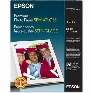 Premium Photo Paper, 10.4 mil, 8.5 x 11, Semi-Gloss White, 20/Pack