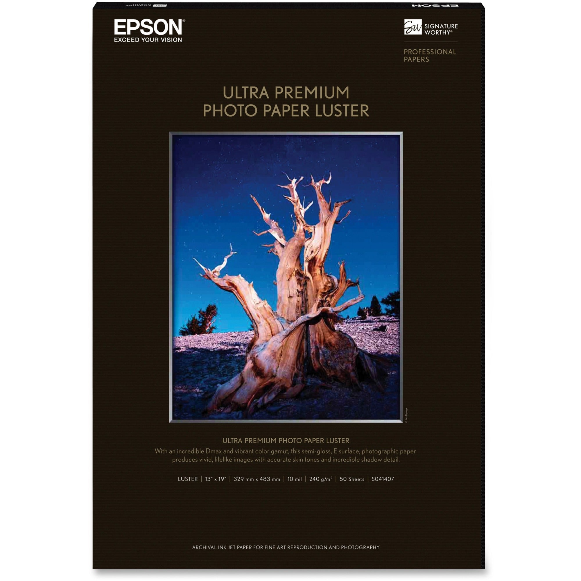 Ultra Premium Photo Paper, 10 mil, 13 x 19, Luster White, 50/Pack