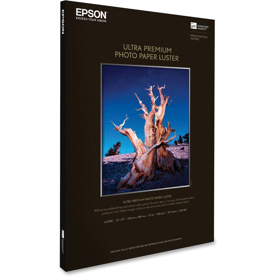 Ultra Premium Photo Paper, 10 mil, 13 x 19, Luster White, 50/Pack
