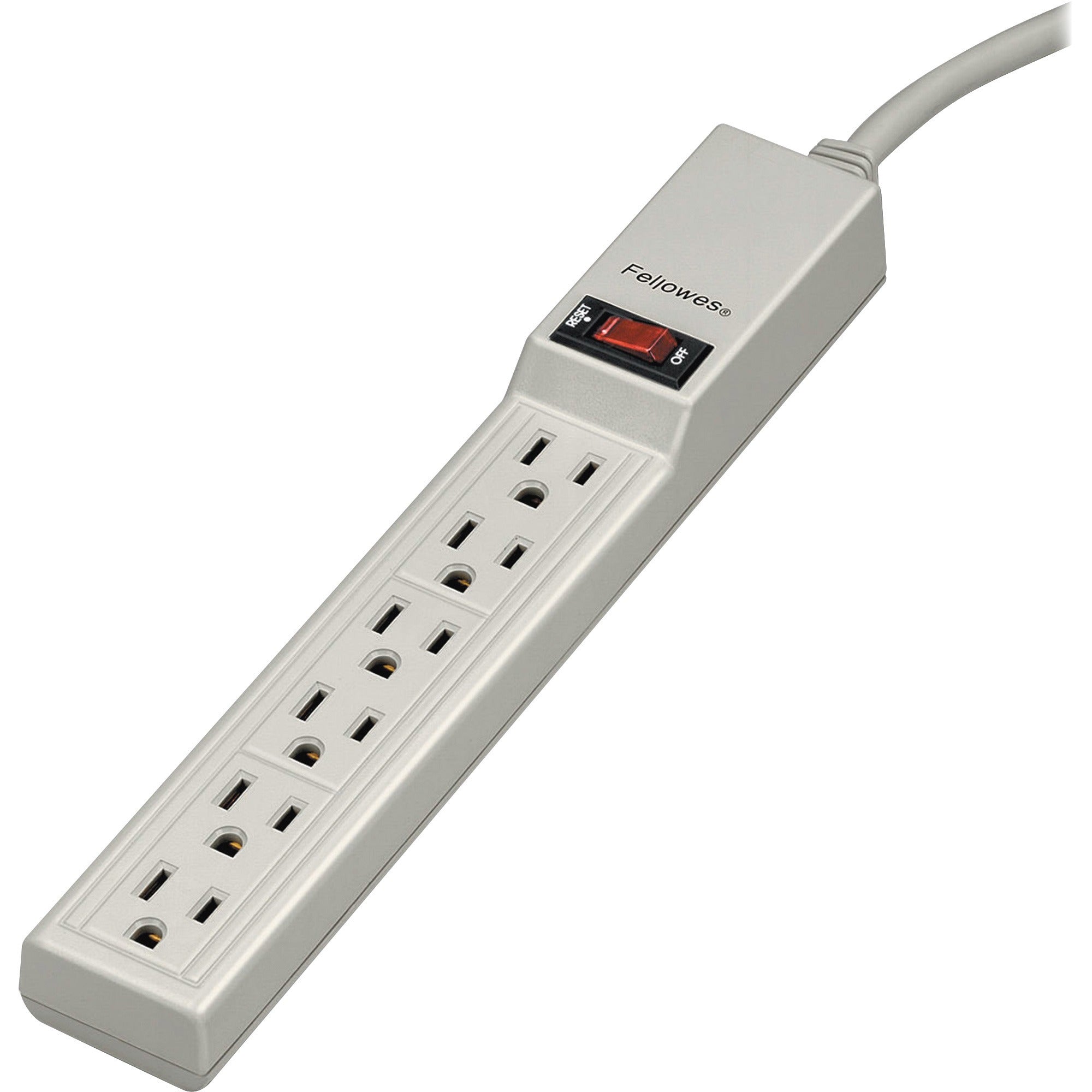 Power Strip, 6 Outlets, 4 ft Cord, Platinum