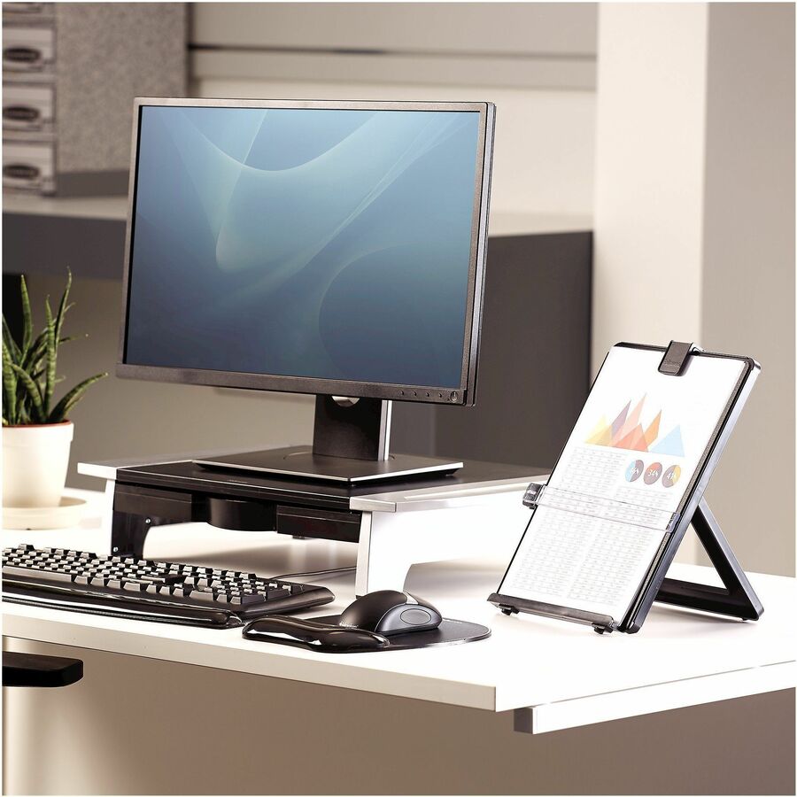 Non-Magnetic Letter-Size Desktop Copyholder, 125 Sheet Capacity, Plastic, Black