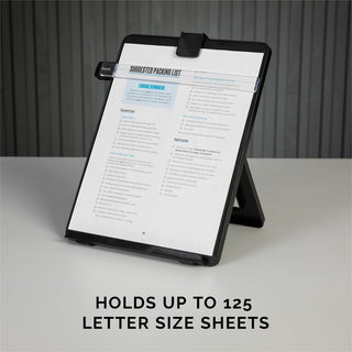 Non-Magnetic Letter-Size Desktop Copyholder, 125 Sheet Capacity, Plastic, Black