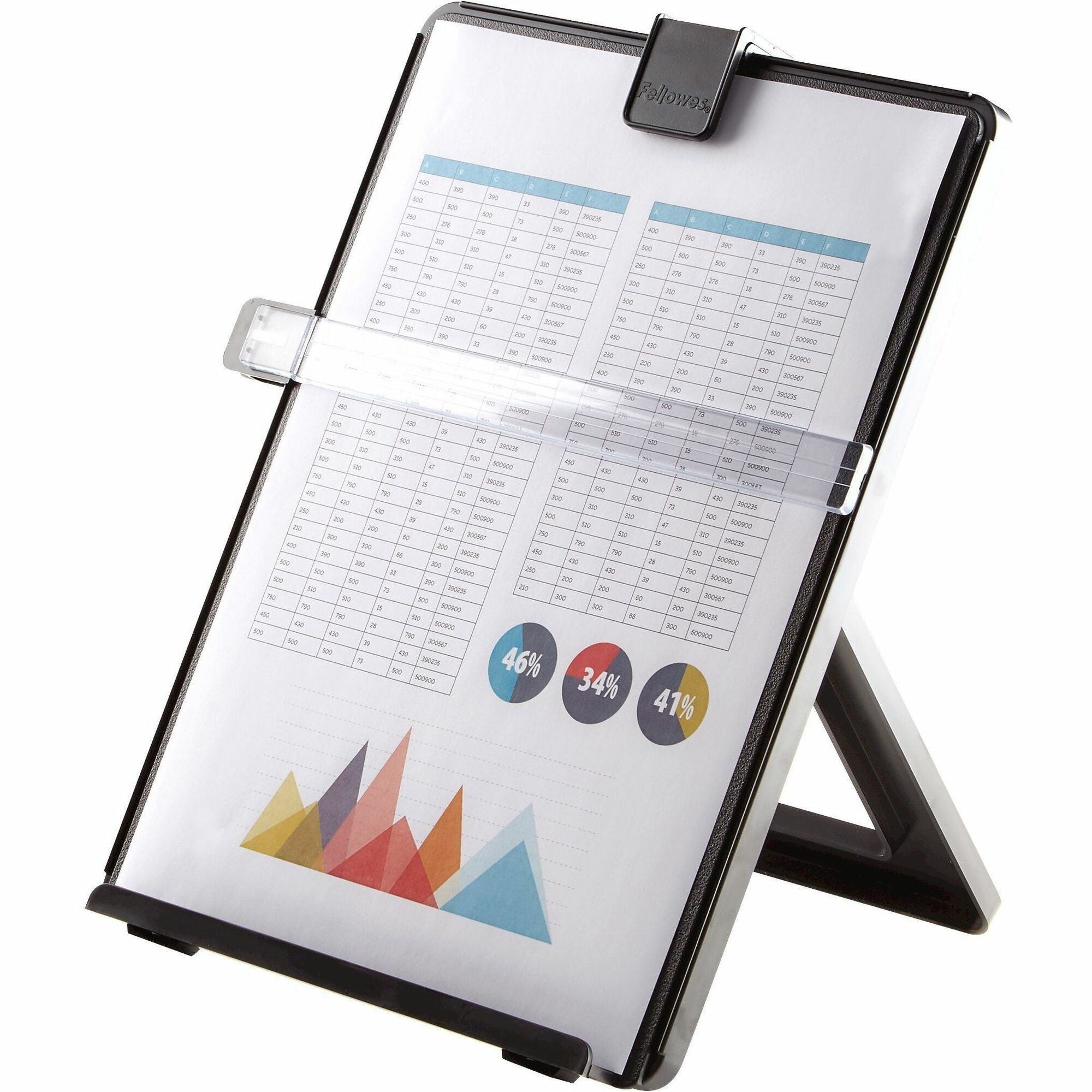 Non-Magnetic Letter-Size Desktop Copyholder, 125 Sheet Capacity, Plastic, Black
