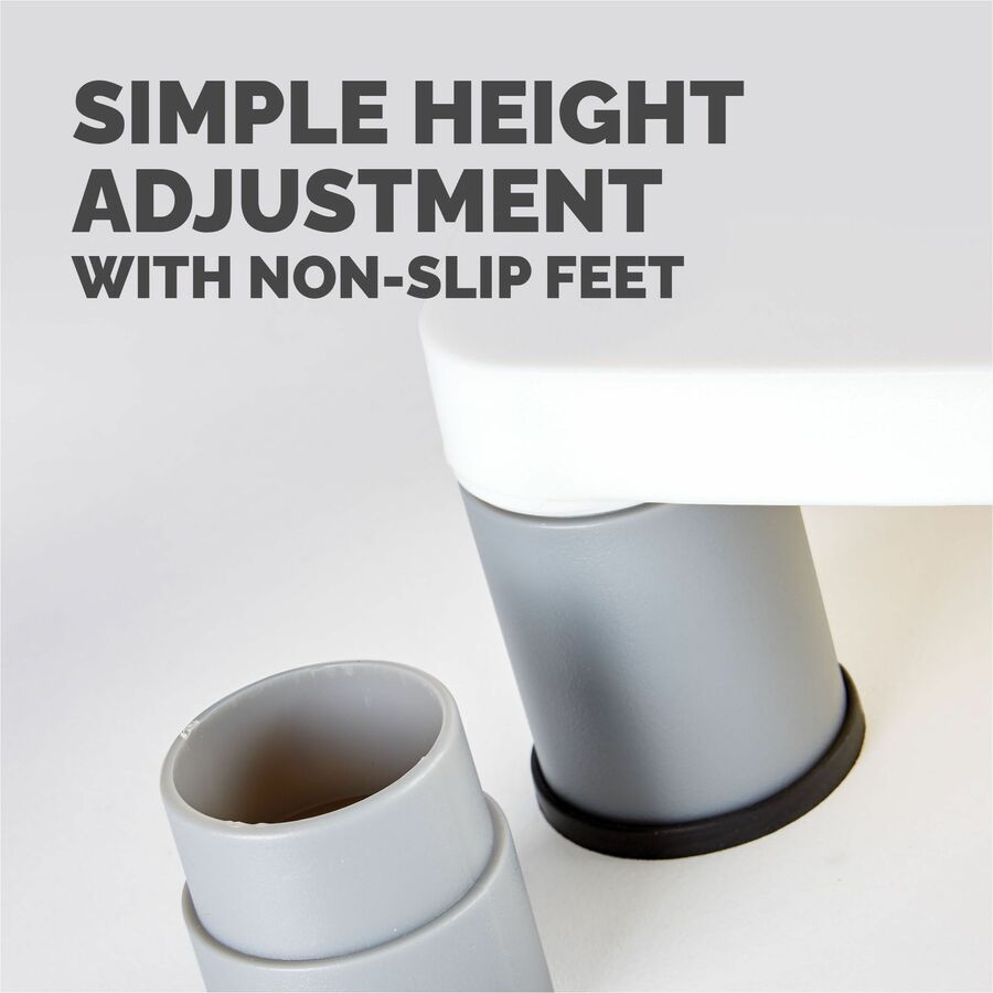 Standard Monitor Riser, For 21" Monitors, 13.38" x 13.63" x 2" to 4", Platinum/Graphite, Supports 60 lbs