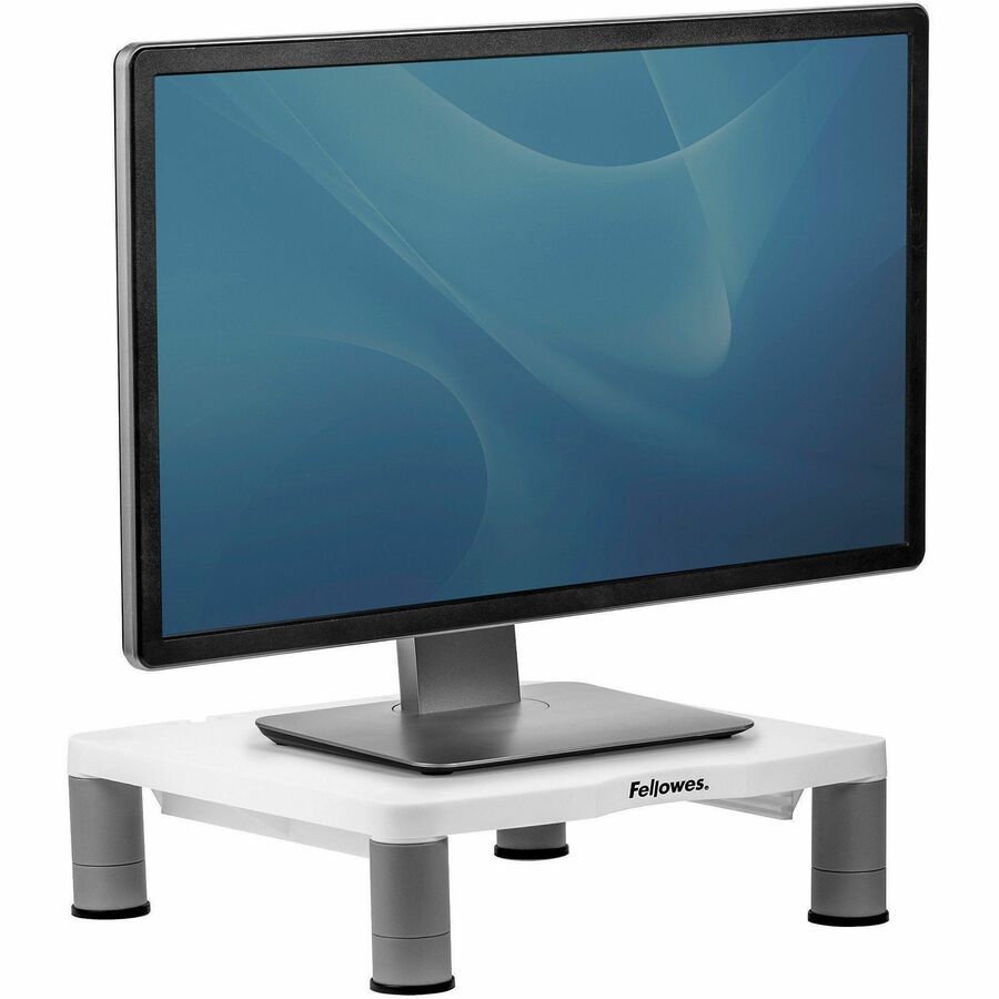 Standard Monitor Riser, For 21" Monitors, 13.38" x 13.63" x 2" to 4", Platinum/Graphite, Supports 60 lbs