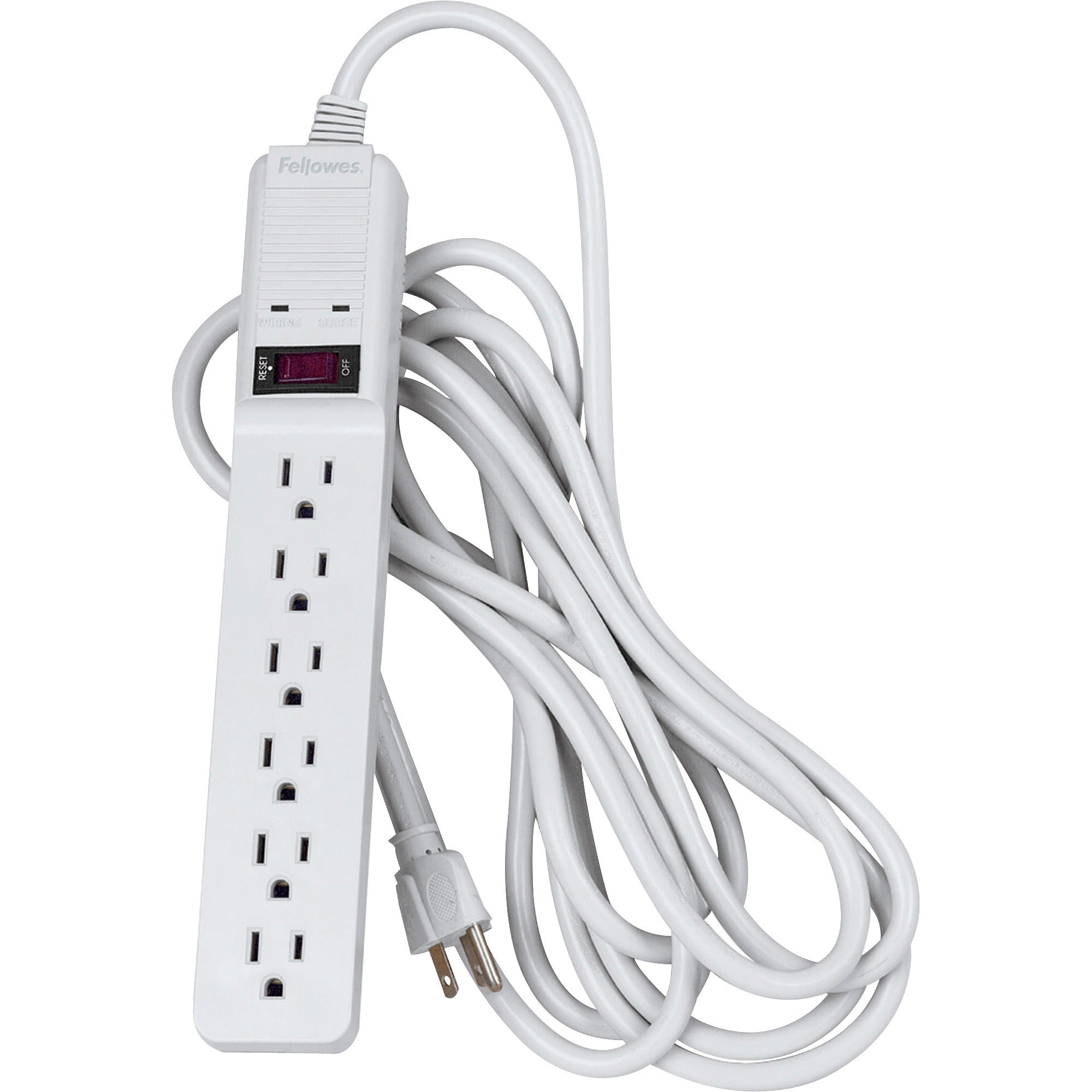 Basic Home/Office Surge Protector, 6 AC Outlets, 15 ft Cord, 450 J, Platinum