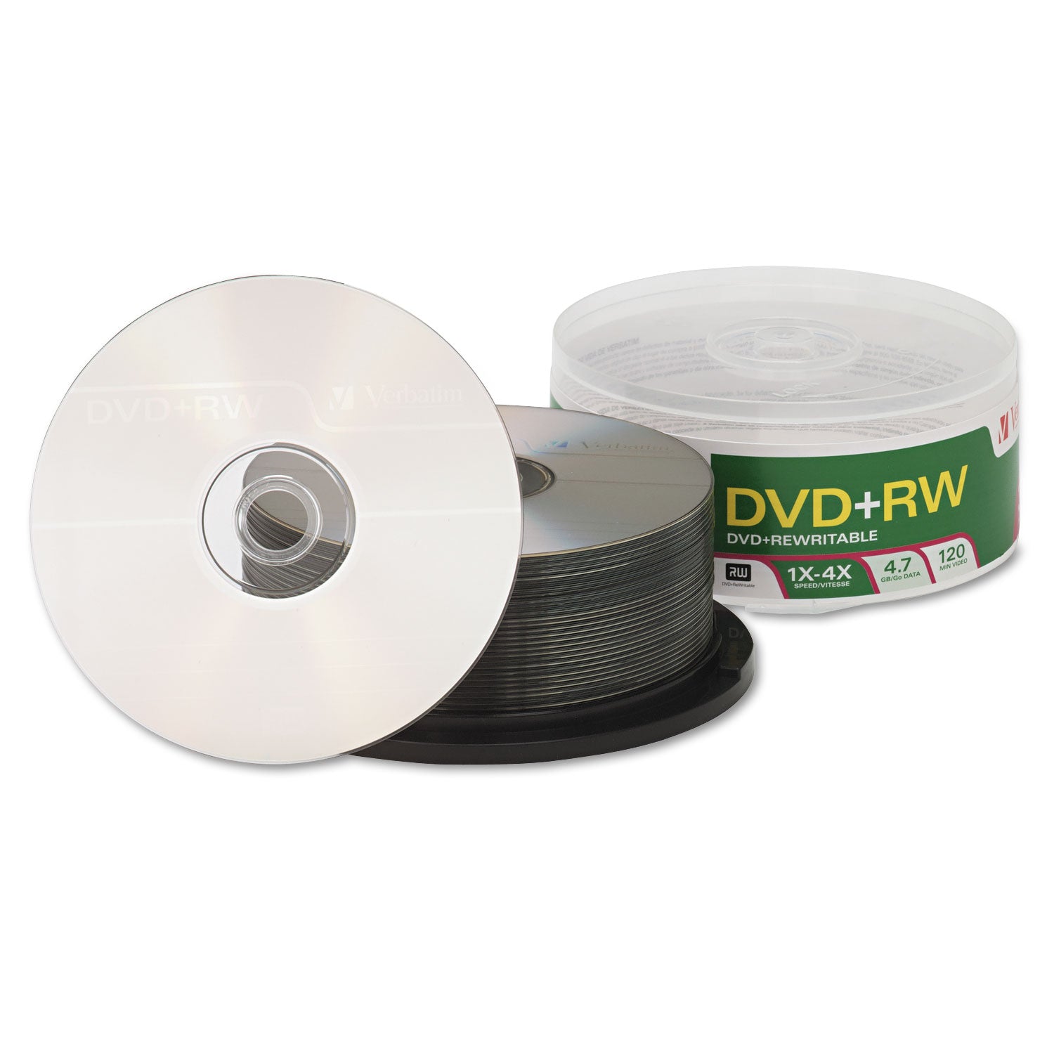 DVD+RW Rewritable Disc, 4.7 GB, 4x, Spindle, Silver, 30/Pack - 