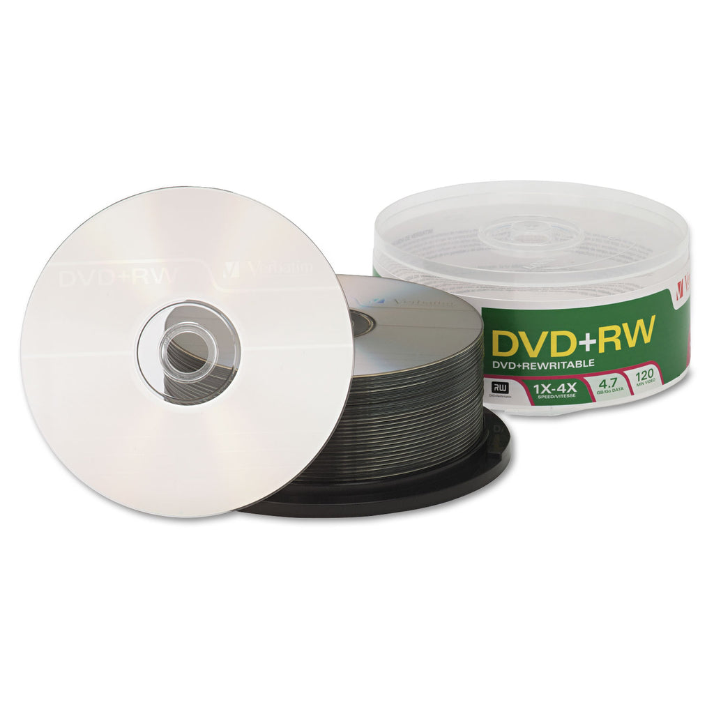 DVD+RW Rewritable Disc, 4.7 GB, 4x, Spindle, Silver, 30/Pack
