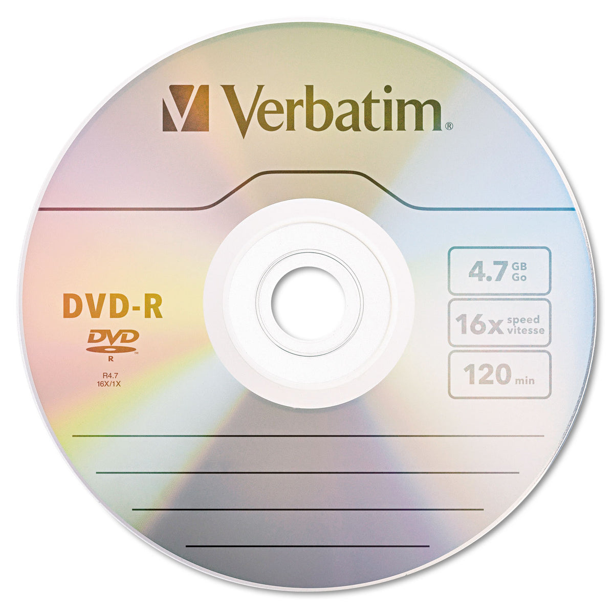 DVD-R Recordable Disc, 4.7 GB, 16x, Spindle, Silver, 50/Pack