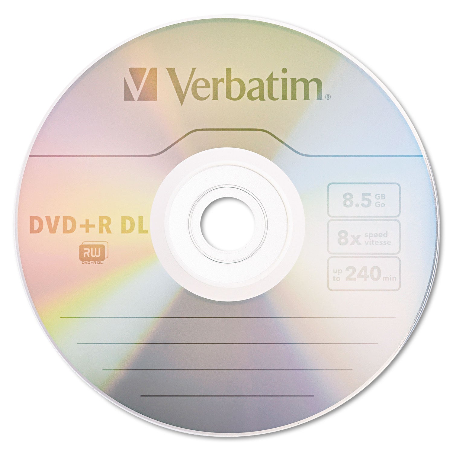 DVD+R Dual-Layer Recordable Disc, 8.5 GB, 8x, Jewel Case, Silver, 5/Pack - 