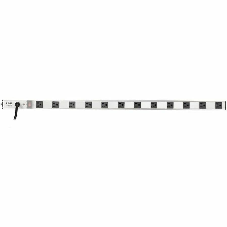 Vertical Power Strip, 12 Outlets, 15 ft Cord, Silver