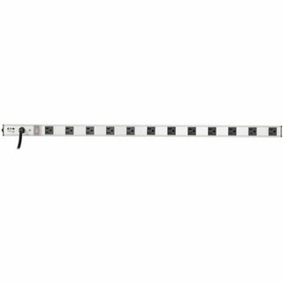 Vertical Power Strip, 12 Outlets, 15 ft Cord, Silver