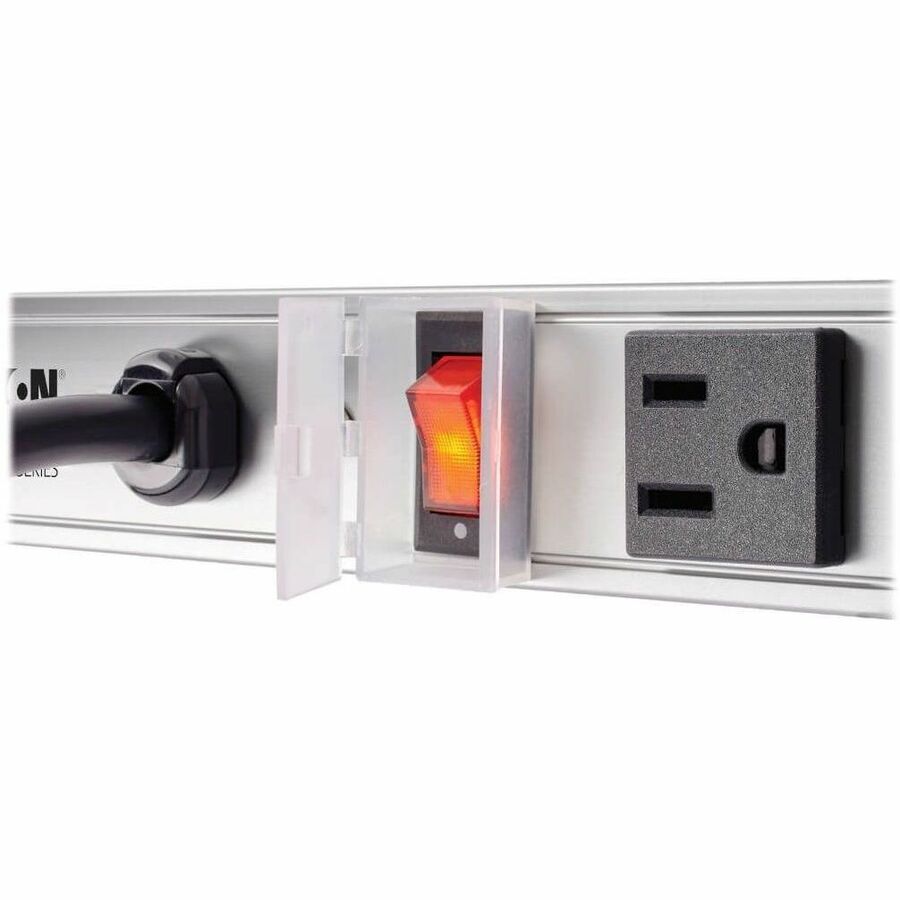 Vertical Power Strip, 12 Outlets, 15 ft Cord, Silver