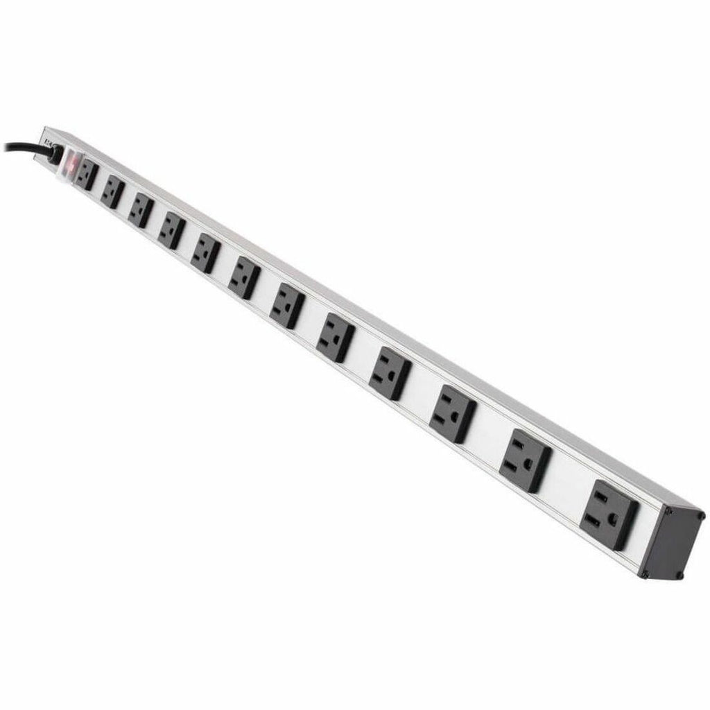 Vertical Power Strip, 12 Outlets, 15 ft Cord, Silver