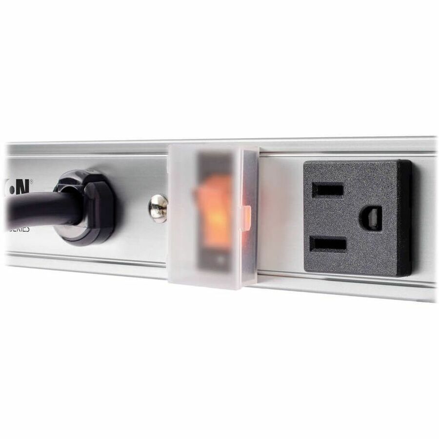 Vertical Power Strip, 12 Outlets, 15 ft Cord, Silver