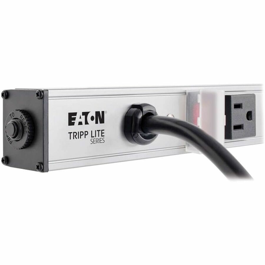 Vertical Power Strip, 12 Outlets, 15 ft Cord, Silver