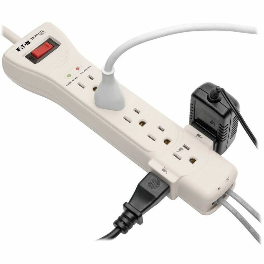 Protect It! Surge Protector, 7 AC Outlets, 15 ft Cord, 2,520 J, Light Gray