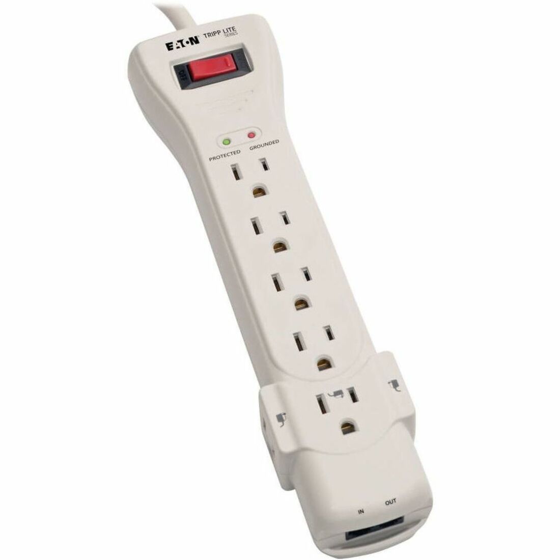 Protect It! Surge Protector, 7 AC Outlets, 15 ft Cord, 2,520 J, Light Gray