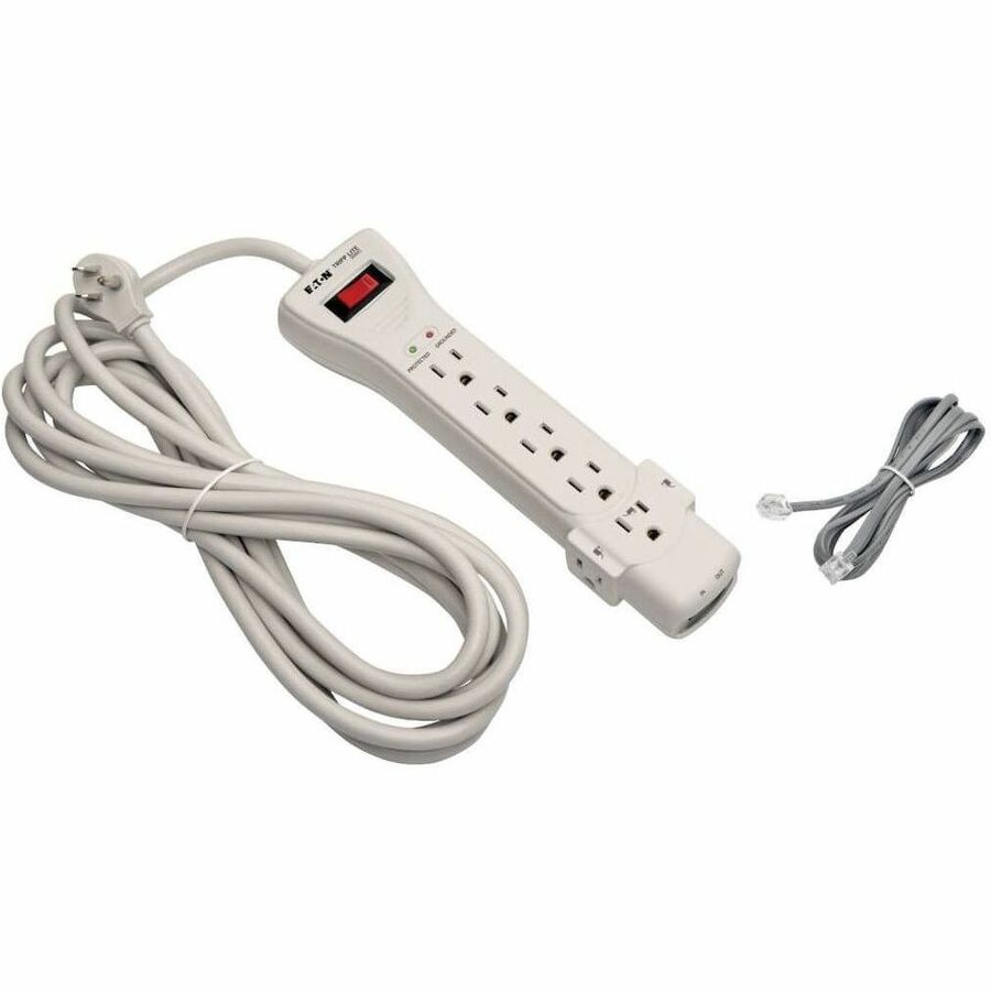 Protect It! Surge Protector, 7 AC Outlets, 15 ft Cord, 2,520 J, Light Gray