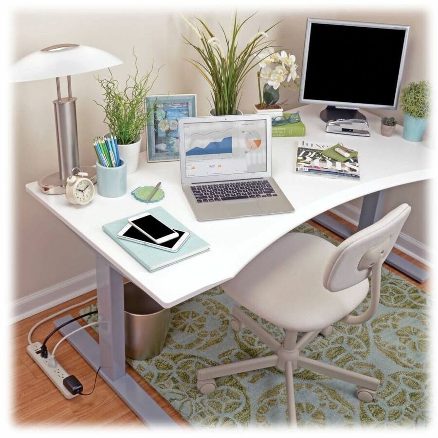 Protect It! Surge Protector, 7 AC Outlets, 12 ft Cord, 1,080 J, Light Gray