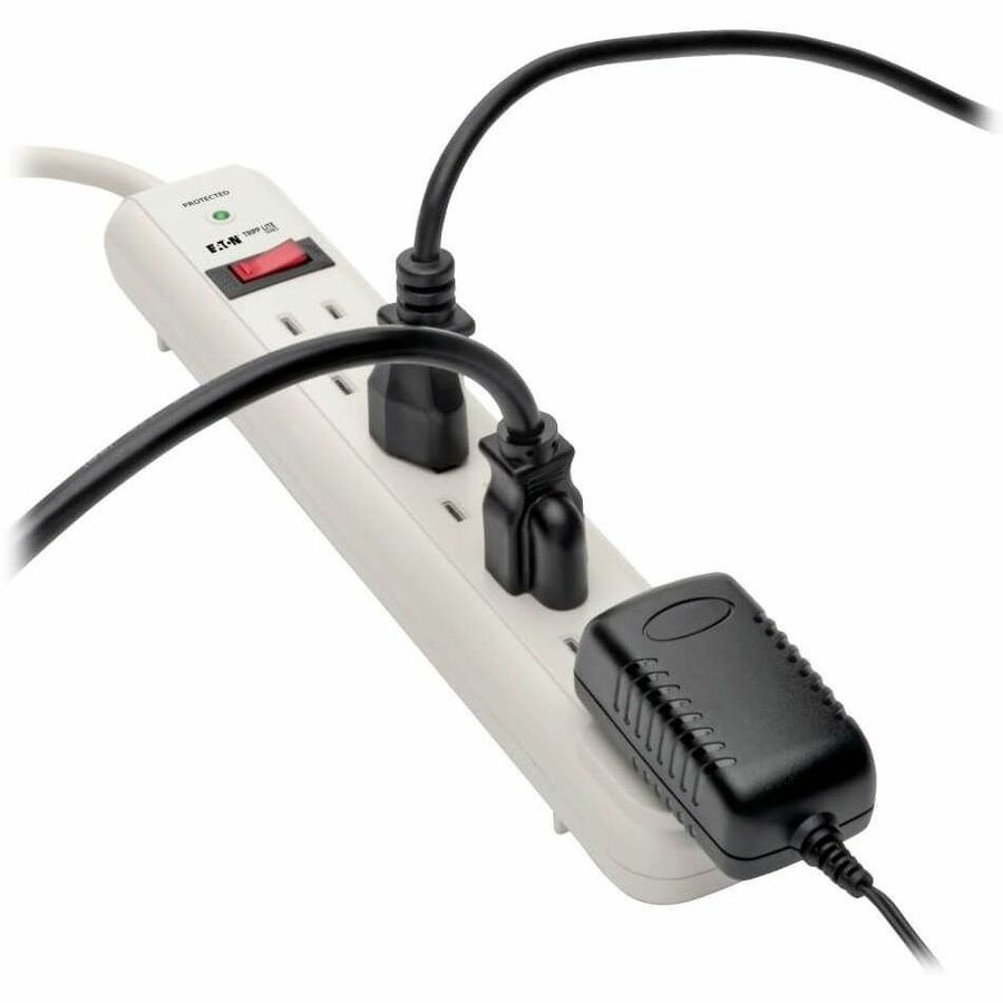 Protect It! Surge Protector, 7 AC Outlets, 12 ft Cord, 1,080 J, Light Gray