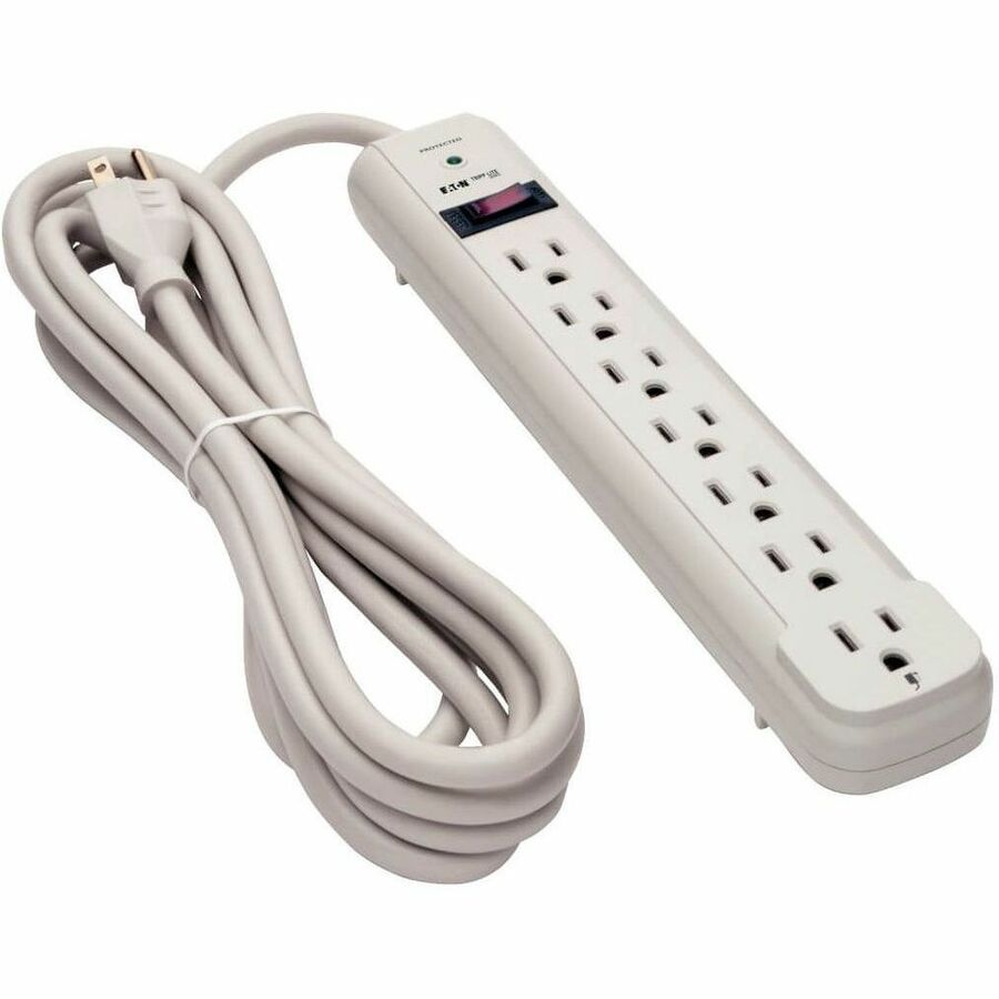 Protect It! Surge Protector, 7 AC Outlets, 12 ft Cord, 1,080 J, Light Gray