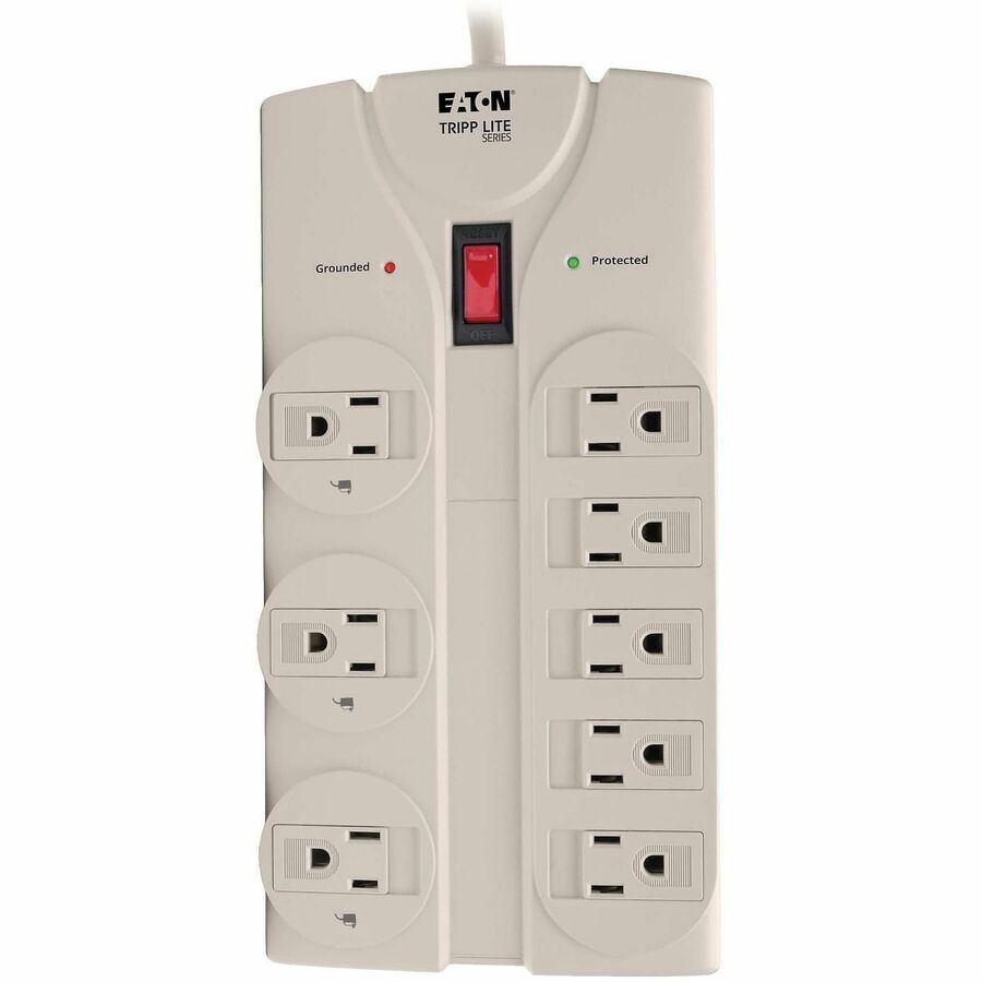 Protect It! Surge Protector, 8 AC Outlets, 8 ft Cord, 1,440 J, Light Gray