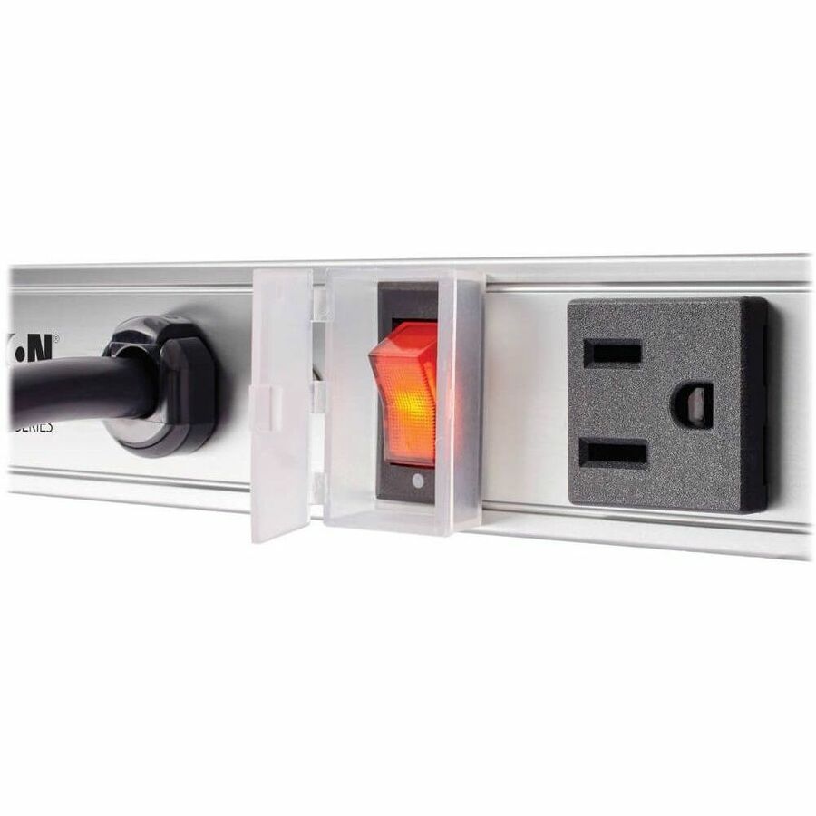 Vertical Power Strip, 16 Outlets, 15 ft Cord, Silver