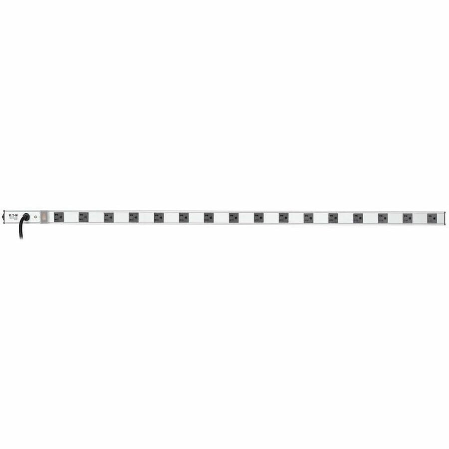 Vertical Power Strip, 16 Outlets, 15 ft Cord, Silver