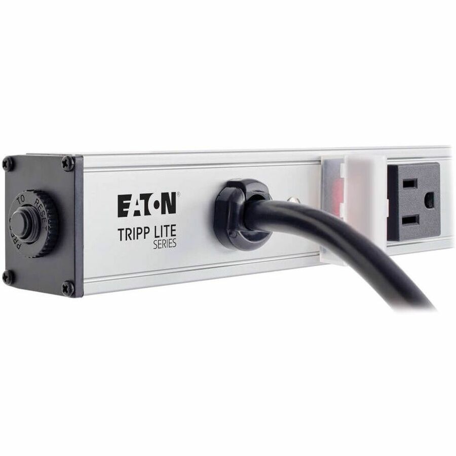 Vertical Power Strip, 16 Outlets, 15 ft Cord, Silver
