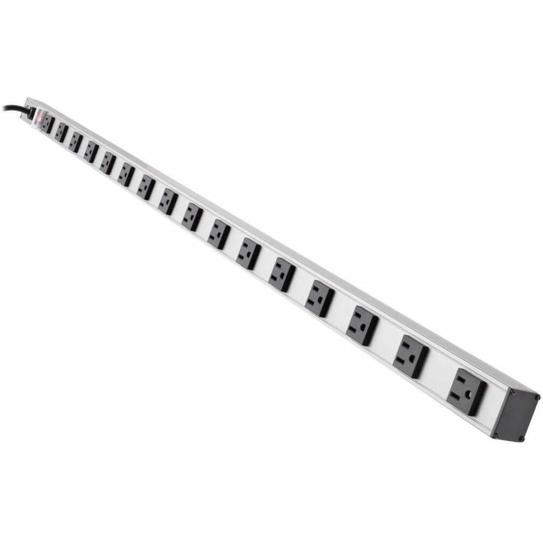 Vertical Power Strip, 16 Outlets, 15 ft Cord, Silver