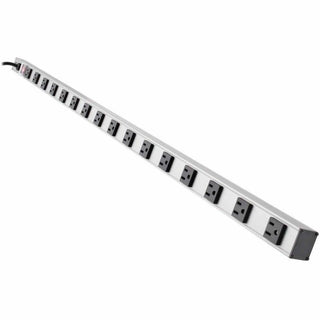 Vertical Power Strip, 16 Outlets, 15 ft Cord, Silver