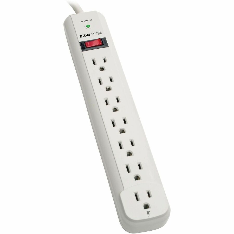Protect It! Surge Protector, 7 AC Outlets, 6 ft Cord, 1,080 J, Light Gray