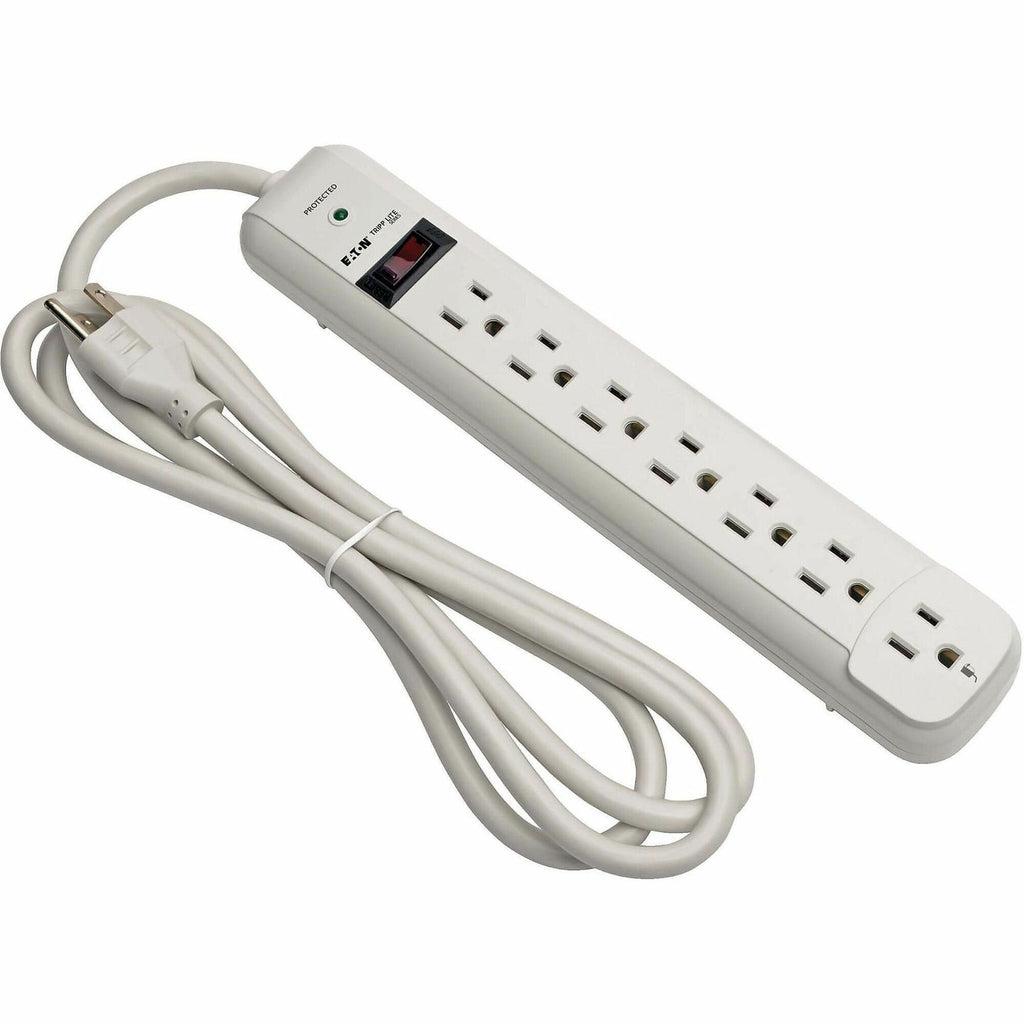 Protect It! Surge Protector, 7 AC Outlets, 6 ft Cord, 1,080 J, Light Gray