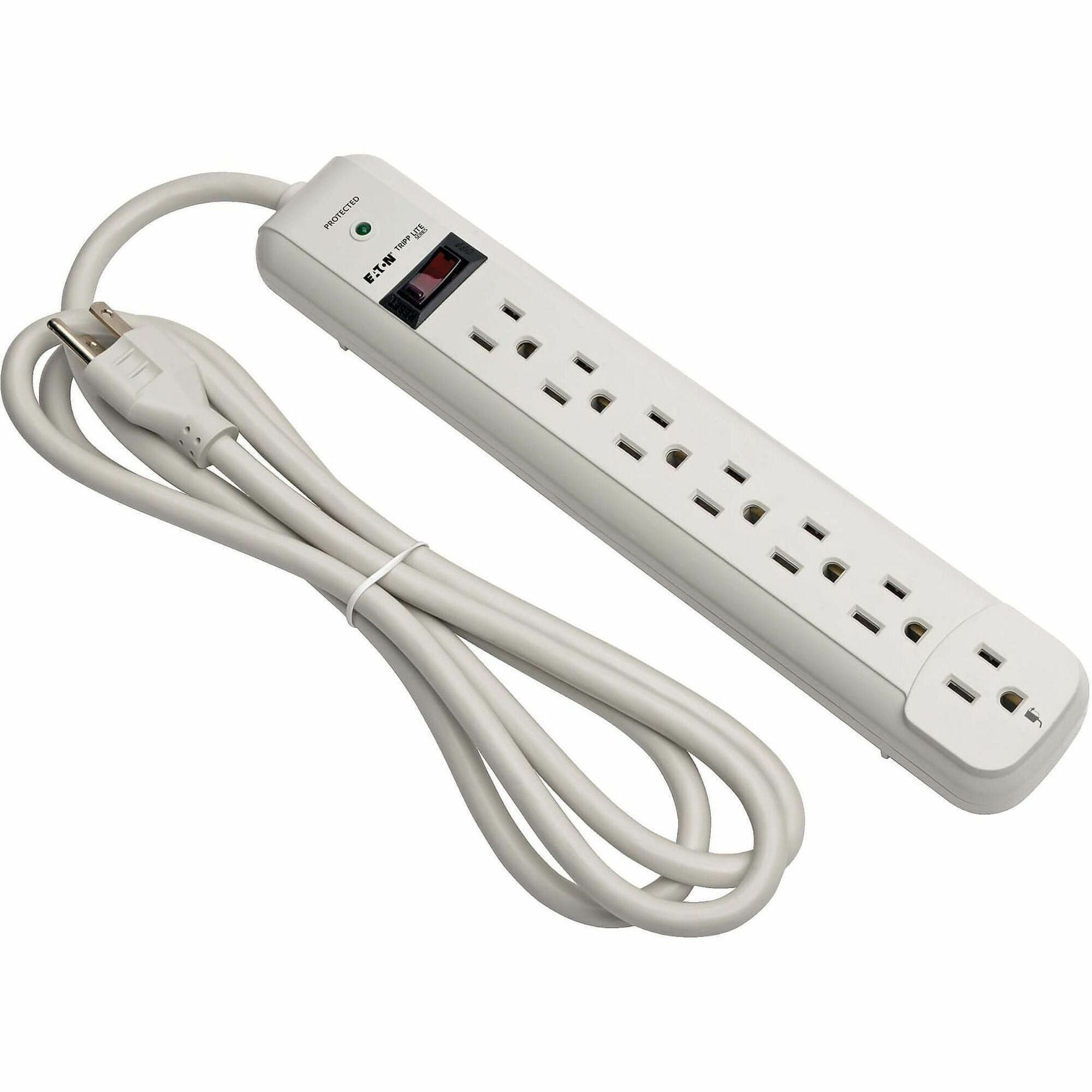 Protect It! Surge Protector, 7 AC Outlets, 6 ft Cord, 1,080 J, Light Gray