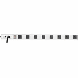 Vertical Power Strip, 8 Outlets, 15 ft Cord, Silver