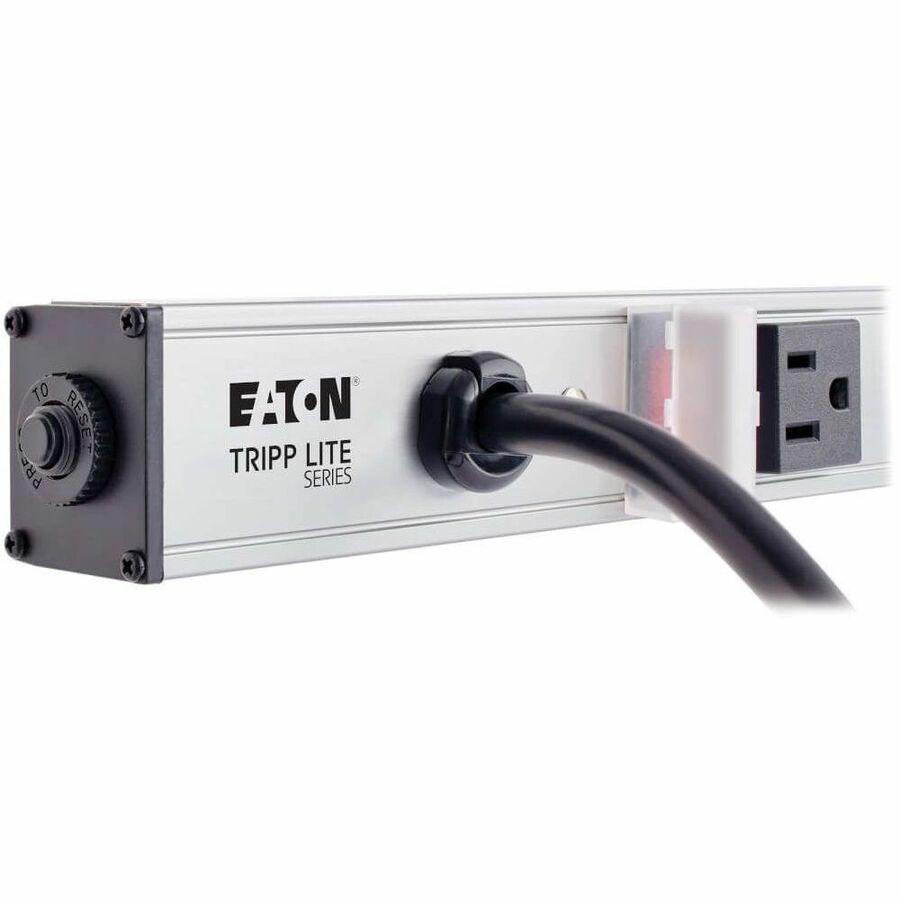 Vertical Power Strip, 8 Outlets, 15 ft Cord, Silver