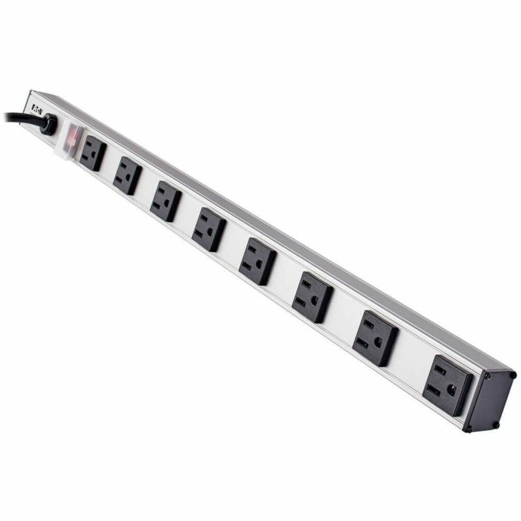 Vertical Power Strip, 8 Outlets, 15 ft Cord, Silver